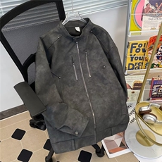 得物品质秋款男PU皮柳丁立领夹克拉链宽松休闲皮外套JK9302P90，男装夹克，星座1013-1
