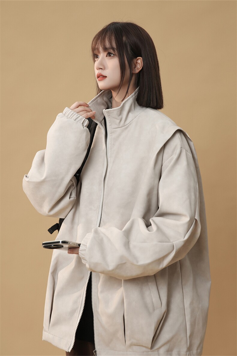 PY9099/P85新款宽松机能风磨砂皮衣皮夹克男休闲百搭痞帅上衣外套,男装夹克,电商A141