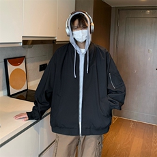 学院风新款假两件夹克男痞帅宽松二开上衣外套DSA157B-J205-P85，男装夹克，电商A157B