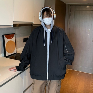 学院风新款假两件夹克男痞帅宽松二开上衣外套DSA157B-J205-P85图片