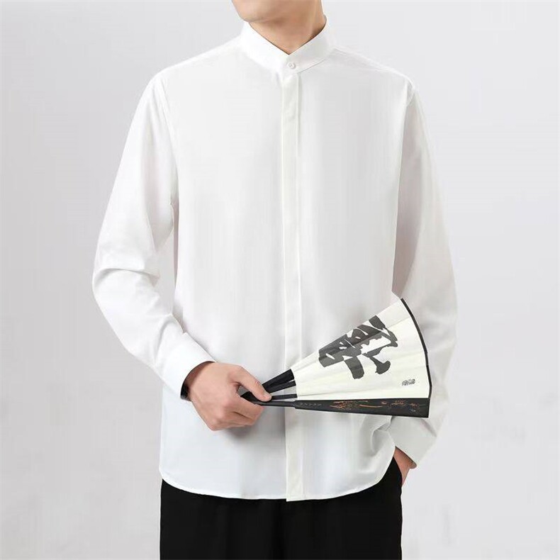 高质量男士25高领新中式现货冰丝衬衫CS87-p48,男装衬衫,星座1602（原101B）