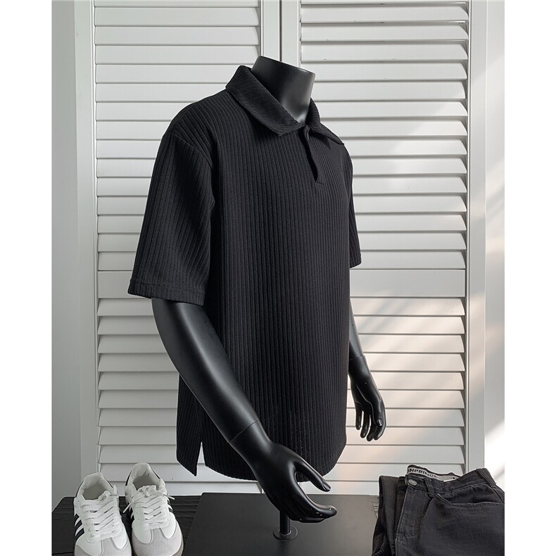 夏装2025新品300克重磅坑条翻领POLO衫男装夏季短袖T恤S403-特P38,男装T恤,电商A233-1