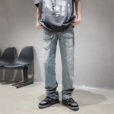 牛仔裤男夏季潮牌宽松大码休闲裤子高街设计感N8084P55，男装牛仔裤，星座1116-2