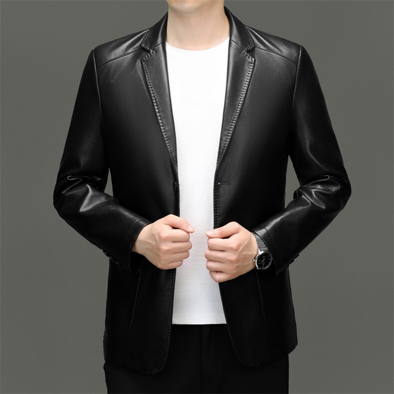 男士新款皮衣修身西装休闲西服韩版皮夹克男外套潮帅气中青年外套,男装夹克,钱塘6003（原4033）