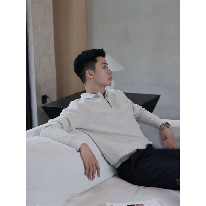 程楠 同款长袖翻领polo毛衣针织打底衫 H58019-P70图片