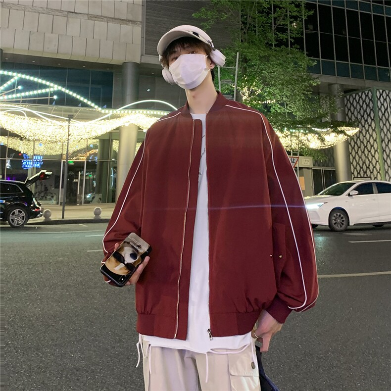 光板夹克二开港风夜景秋装包条棒球服夹克情侣外套F605TP55,男装夹克,电商A247