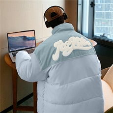 冬季字母贴标棉衣男立领拼接男士棉服潮流棉袄子A266-WMY8623-P75，男装棉衣，电商A266