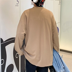 2026春装肌理感男士长袖T恤潮流男袖子纽扣设计W56681/特P35咖8，男装T恤，电商A094