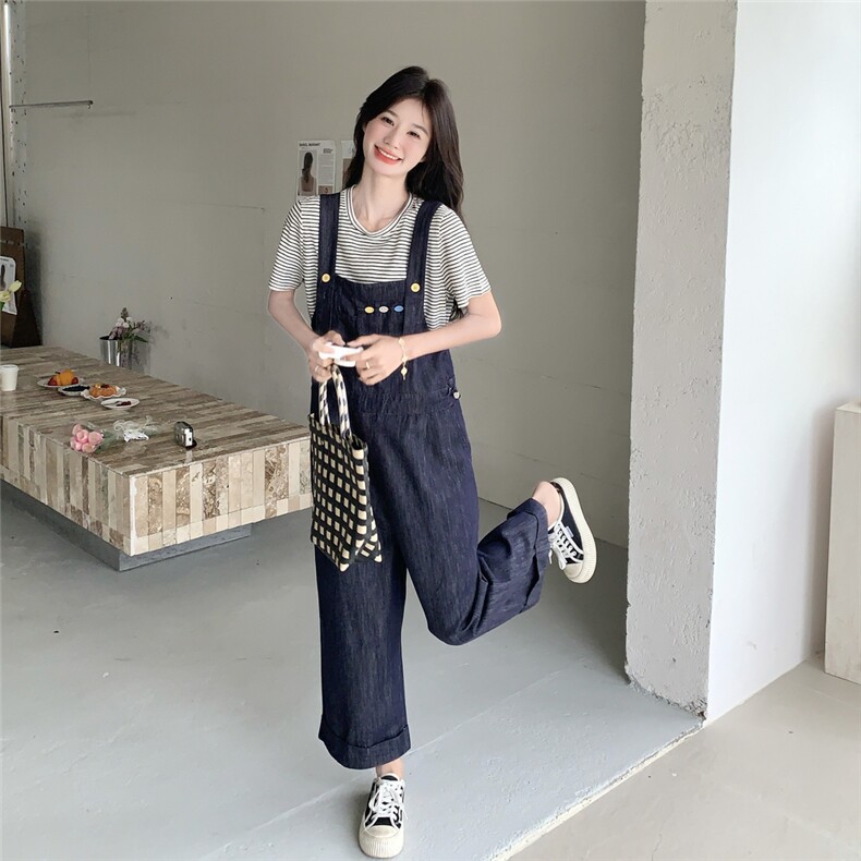 新款夏季薄款牛仔背带裤+T恤两件套2c307-8818p135k188,女装套装/套裙,2C307