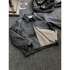 霜冻裂纹设计感PU皮装皮衣秋冬炸街Cleanfit短宽夹克ZJK8563P82，男装夹克，星座1112-1