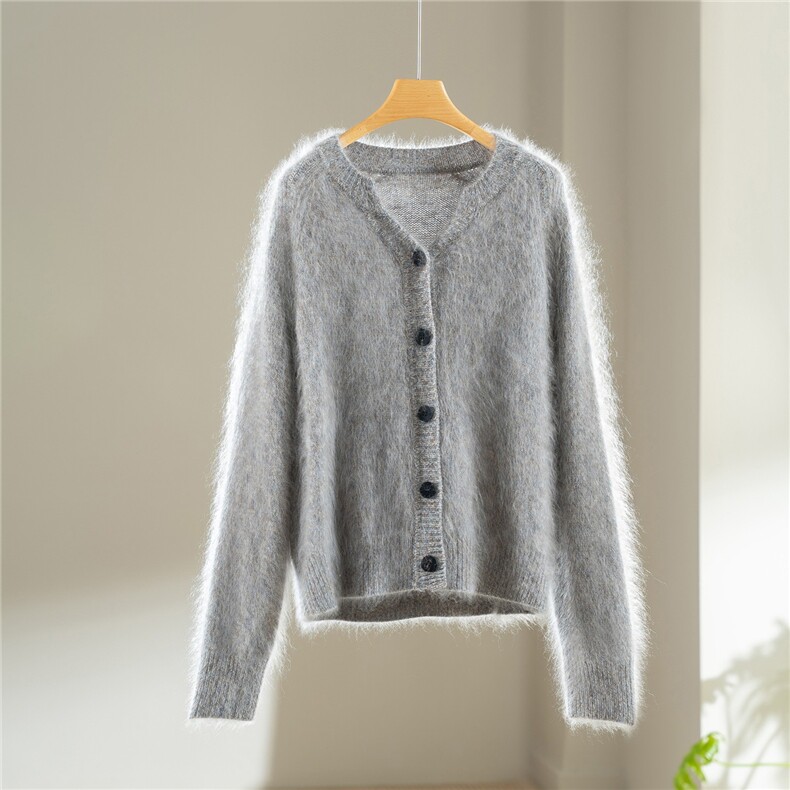 2025v领羊绒开衫软糯百搭保暖时尚舒适，女装针织衫/毛衣，伊纯羊绒