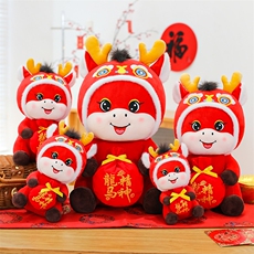 2026马年公仔吉祥舞狮马小马吉祥物毛绒玩具生肖马玩偶可定制logo