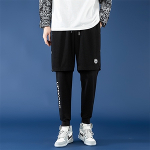 春季新款男士假两件叠穿酷霸青少年潮牌韩版修身休闲裤SK2117-P80图片
