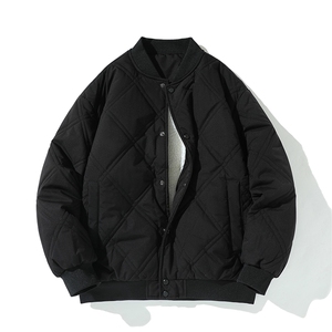 冬季纯色菱形格棒球服棉服加绒保暖宽松休闲简约款棉衣MY606-P75图片