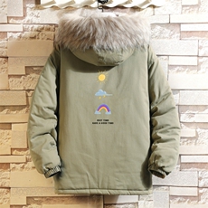 MM48141-P130冬季大毛领衣男士大码加厚袄男服网格挂拍，男装棉衣，电商A040A