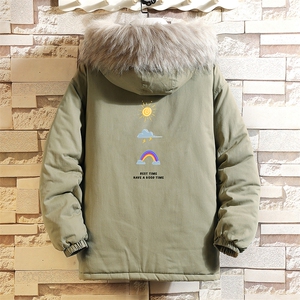 MM48141-P130 冬季大毛领衣男士大码加厚袄男服 网格挂拍图片