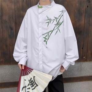 中式衬衫男复古风夏季宽松上衣T恤舒适百搭图片
