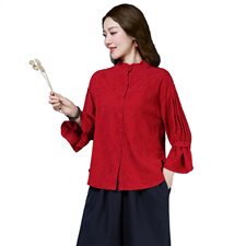 蕾丝衫/雪纺衫2021年春季圆领长袖纯色修身显瘦百搭潮流简约个性，女装蕾丝衫/雪纺衫，独衣靓