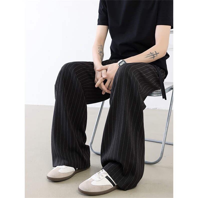 2026春夏冰丝坠感条纹休闲西裤A587特P40控78,男装西裤,电商A309