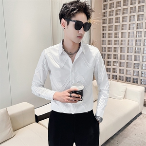 301A-1/H506/P58 24秋季男士新款工艺纯色长袖衬衫男休闲修身衬衣图片
