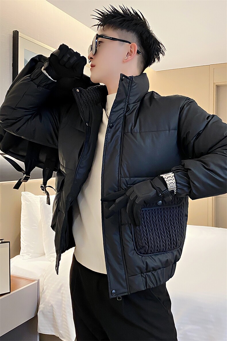 AY87/P138控178冬季社会小伙编织纹潮牌棉服痞帅百搭棉衣男黑首1,男装棉衣,星座305B-1