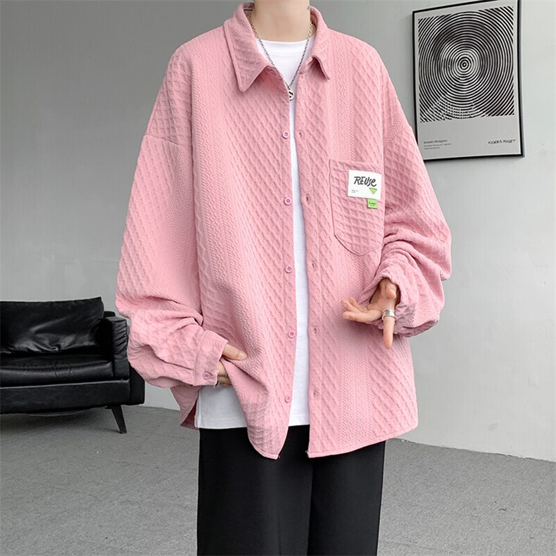 衬衫男2025春季新款港风宽松大码提花长袖衬衣CS027-P45,男装衬衫,星座214-3