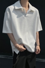 夏装2025新品300克重磅坑条翻领POLO衫男装夏季短袖T恤S403-特P38，男装T恤，电商A233-1