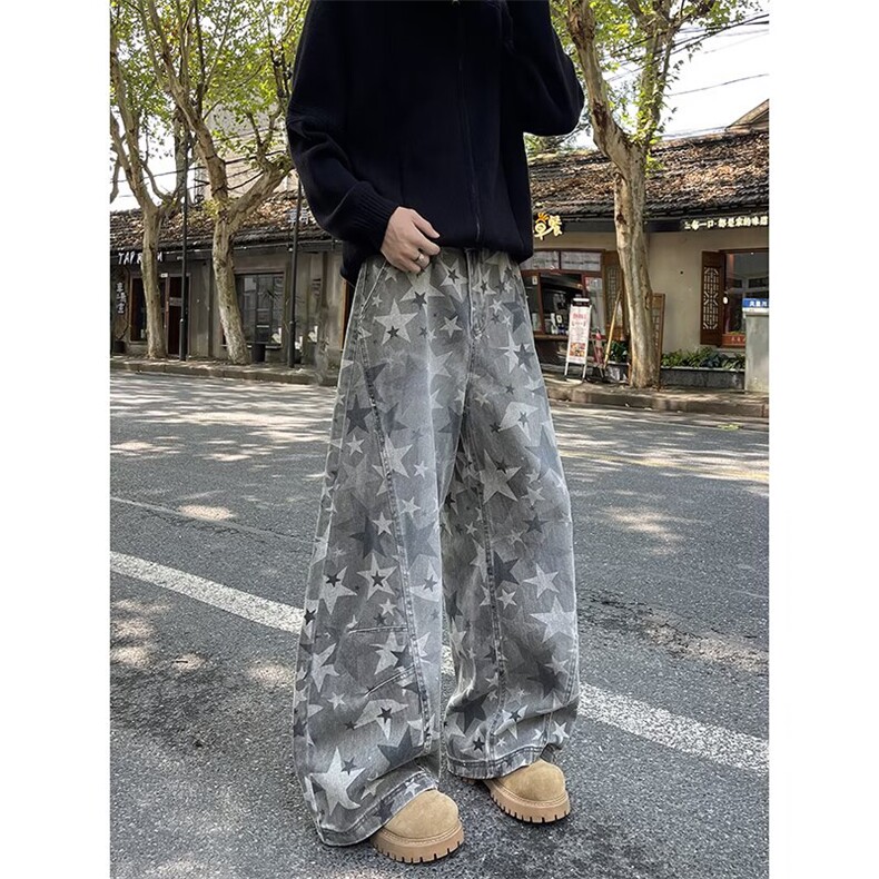 气质潮流流行牛仔裤慵懒百搭日系简约文艺ins新款原宿RK3210-P55，男装牛仔裤，星座412-3