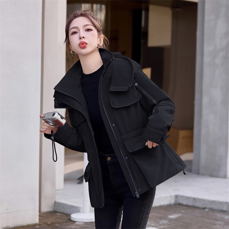 明星户外防风收腰显瘦羽绒服女2025年冬季新款时尚百搭派克服外套,女装羽绒服,意芙