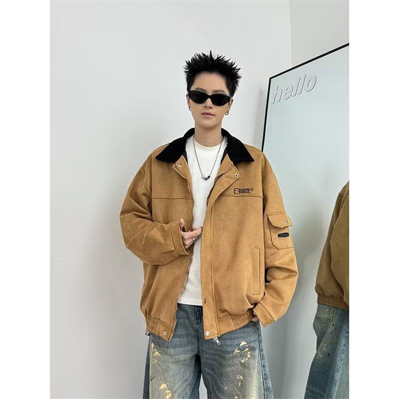 翻领工装夹克男秋季美式复古外套设计感宽松上衣1008-LJ2399-P73,男装夹克,星座1008