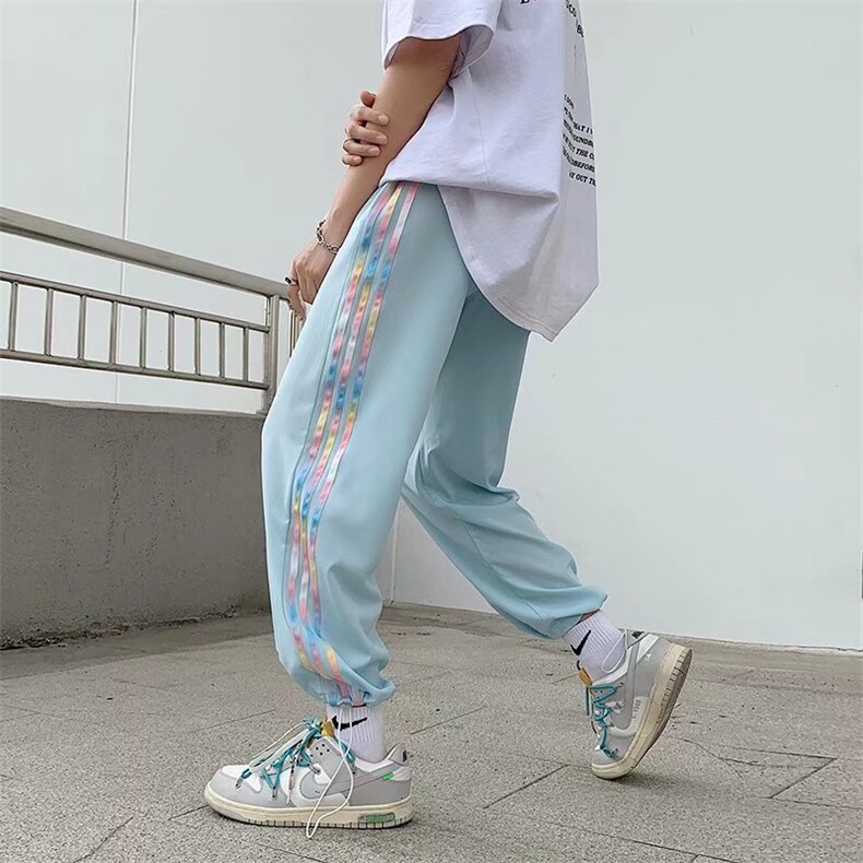 夏季直筒宽松大码潮流侧条纹拖地休闲运动卫裤B39P30,男装休闲裤,星座1116-2