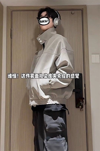 春季新款港风美式潮流痞帅短款立领飞行员夹克 XZ213-JK1001-P70图片