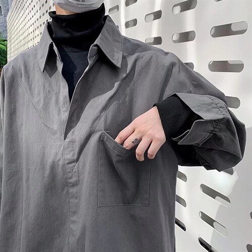 假两件衬衫男长袖高级感白色衬衣C31P42图片