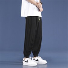 2021休闲冰丝九分裤男士夏季新款坠感潮牌长裤  2011-特批32图片