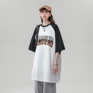 中性风新款夏季时尚百搭圆领字母印花100棉短袖T恤DT447P35控58图片
