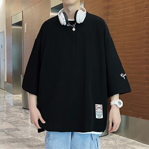 胖子短袖T恤男夏季宽松加肥大码oversize上衣ins潮牌半袖体恤男装图片