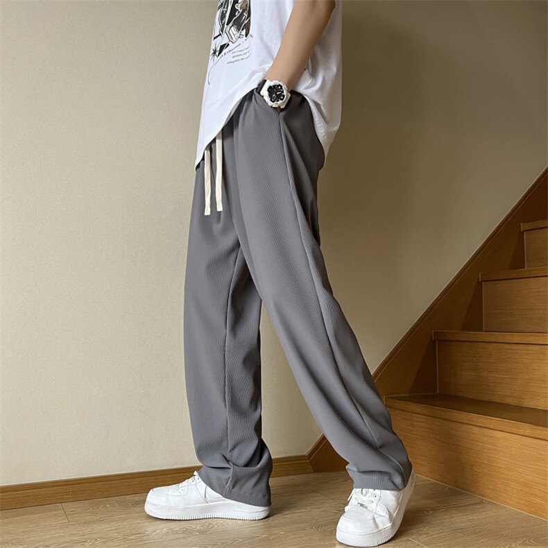 K02039-P68控129夏季冰丝大码垂感直筒拖地休闲长裤M-6XL,男装休闲裤,星座109
