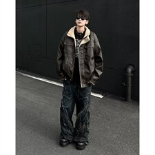 冬季2026新款棉衣外套男夹克宽松加厚保暖羊羔毛皮毛一体棉服D823，男装夹克，星座506