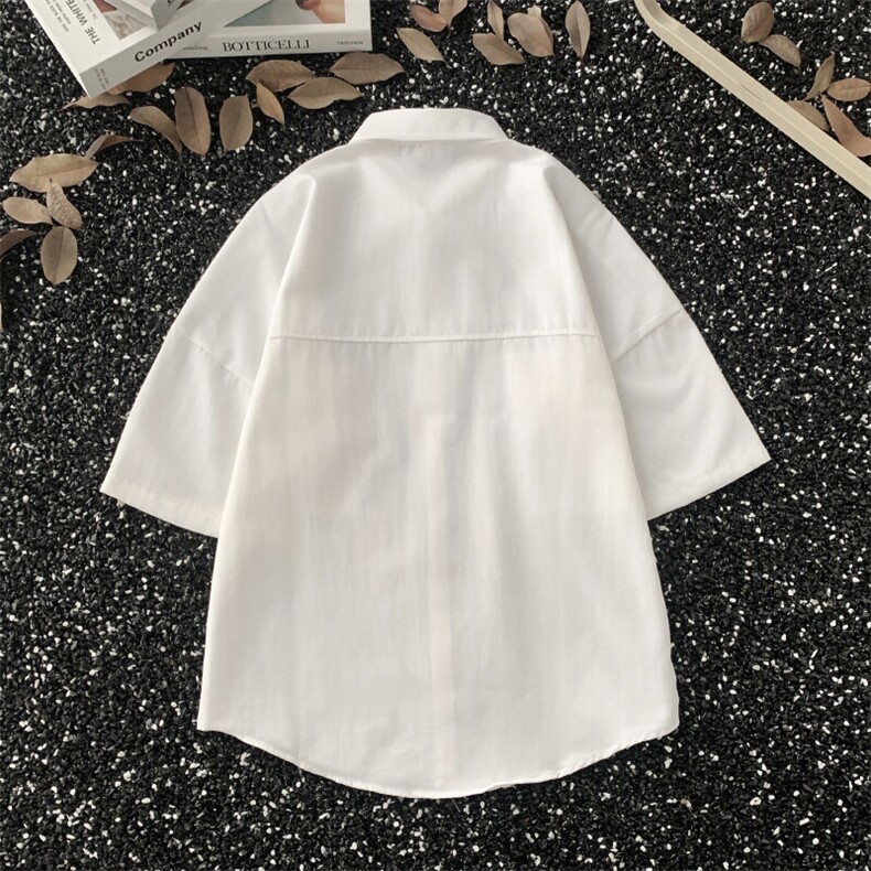 日系纯色短袖衬衫帅气工装上衣潮牌港风宽松衬衣XC57P25,男装T恤,星座1013-1