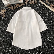 日系纯色短袖衬衫帅气工装上衣潮牌港风宽松衬衣XC57P25，男装T恤，星座1013-1