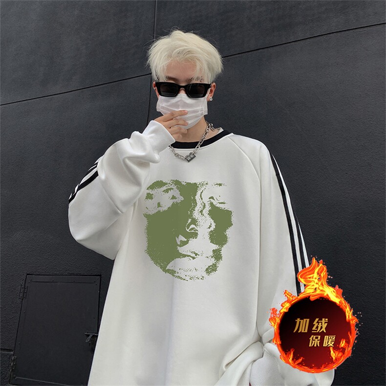 抖音得物供货提供视频秋冬重磅美式宽松织带圆领卫衣0316,男装卫衣,电商A486