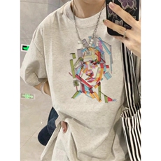 T0696-P30多彩设计感小众纯棉短袖潮新款夏季T恤宽松大码，女装T恤，星座617A-2