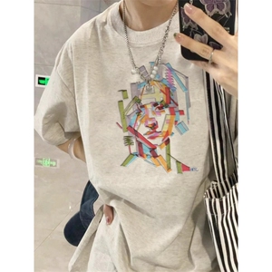 T0696-P30 多彩设计感小众纯棉短袖 潮新款夏季T恤宽松大码图片