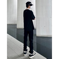 美式ins高街纯黑色直筒牛仔裤货号K659P50，男装牛仔裤，电商A063