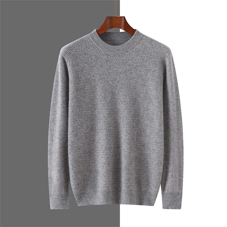 羊绒衫男士简约纯色套头毛衣百搭打底针织衫男装,男装羊绒套衫,雪真羊绒高端店