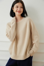 2025春秋新款羊绒衫女100纯山羊绒加厚保暖圆领上衣纯色针织套衫，女装羊绒衫，绒歆坊