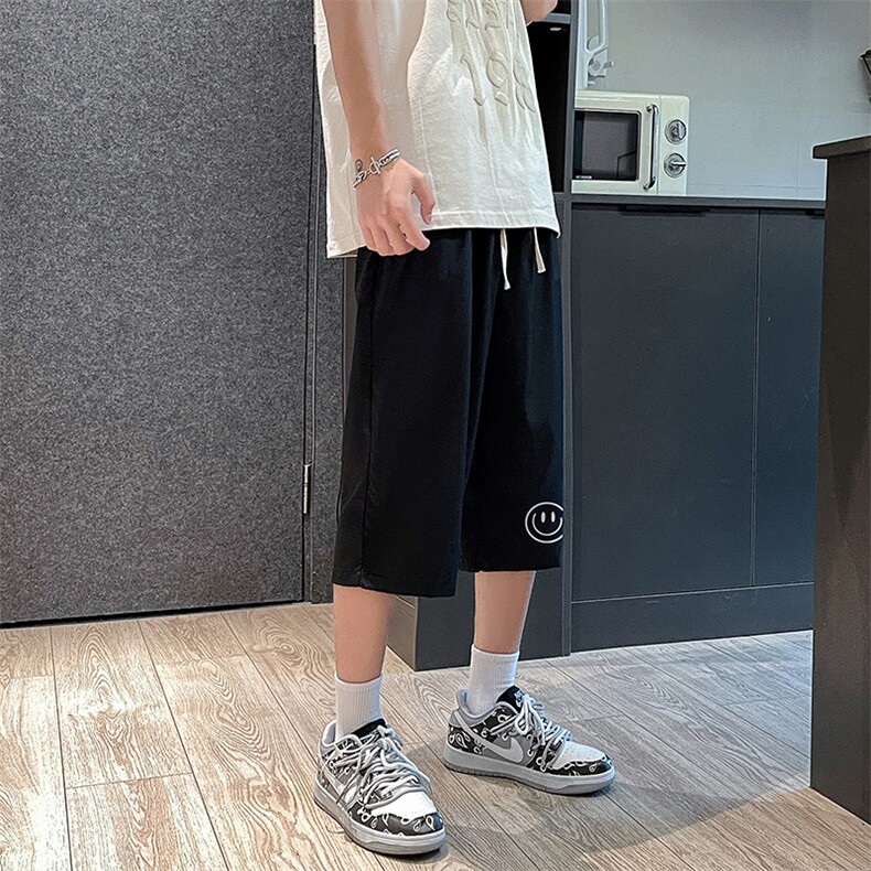QK72224-P25冰丝七分裤男大码速干短裤男五分裤港风,男装休闲裤,电商A040