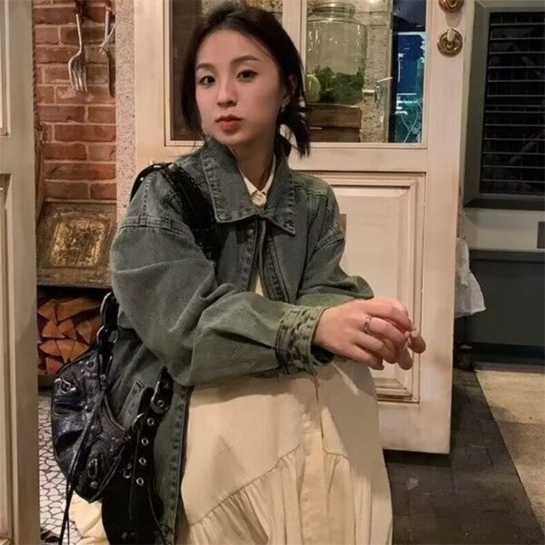 美式复古小个子牛仔外套女可甜可盐做旧拉链漂亮百搭夹克上衣显白,男装夹克,星座506A