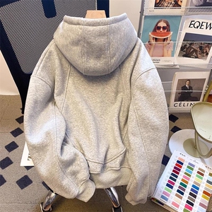 抖音得物高品质二开26春装美式高街重磅结构高领连帽卫衣外套W62,三十女人穿衣搭配减龄图片