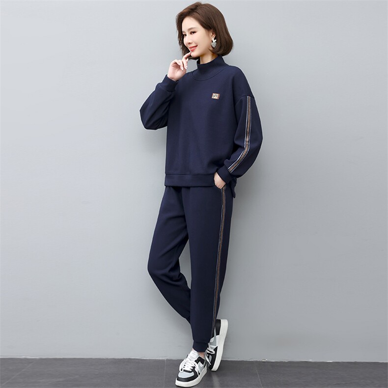 加绒套装女2023年新款冬季时尚运动休闲卫衣洋气减龄小个子两件套，女装套装/套裙，忆绮罗